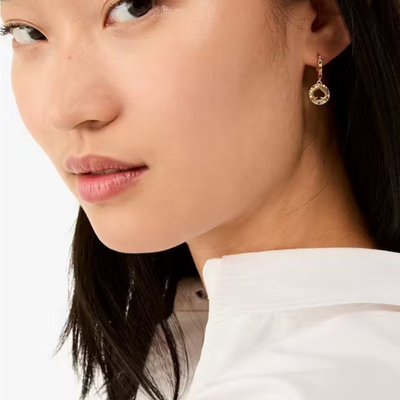 KATE SPADE Spot The Spade Pave Halo Huggie Earrings - Picture 3 of 5